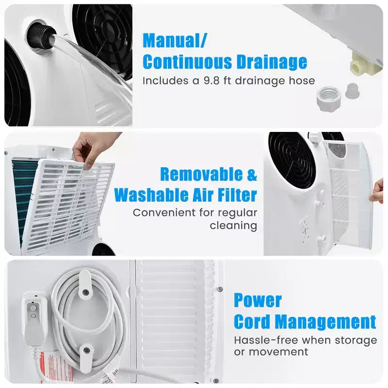 Costway 8000 BTU (11,500 BTU ASHRAE) Dual Hose Portable Air Conditioner 3-in-1 AC Unit w/ Remote Control