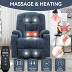 Fauteuil inclinable Power Lift avec massage et chaleur, fauteuils inclinables larges et rembourrés Lazy Boy avec ports USB, Type C et 2 porte-gobelets en acier