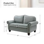 Transitional Genuine Leather Sofa With Tufted Back